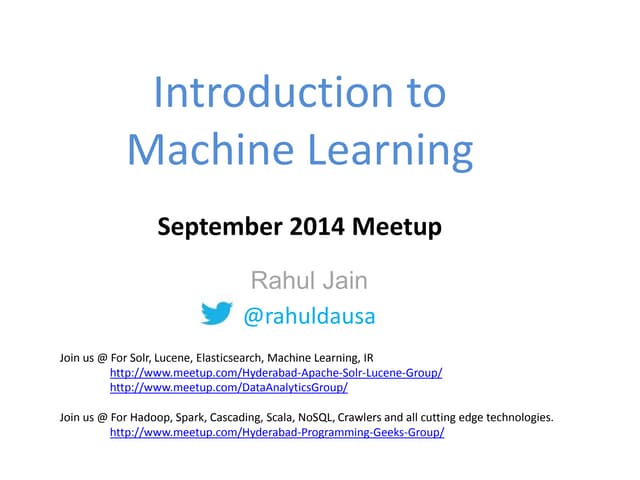 Introduction To Machine Learning Introduction To Machine Learning