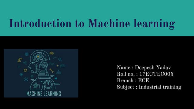 Introduction to machine learning | PPT