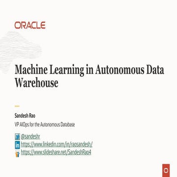 Machine Learning in Autonomous Data Warehouse | PPT