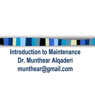 Introduction to maintenance strategy