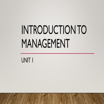 Introduction to management