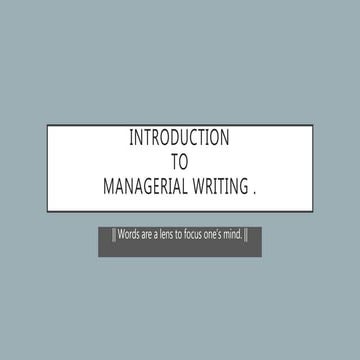 Introduction to managerial writing 1 | PPTX