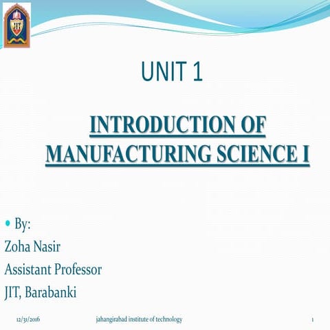 Introduction to manufacturing