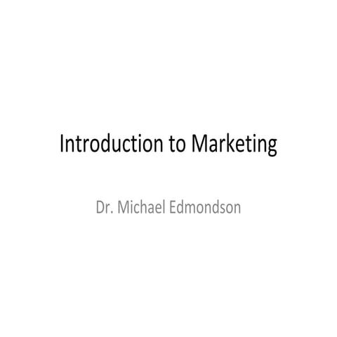 Introduction to marketing
