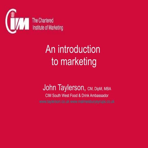 Introduction to marketing for business link - John Taylerson