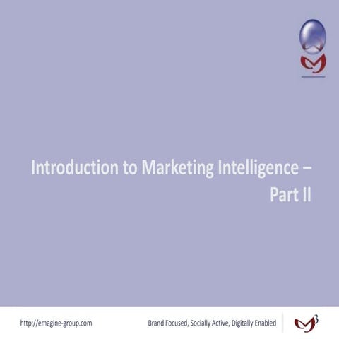 Introduction to Marketing Intelligence - Part II
