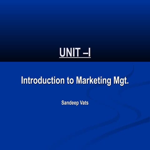 Introduction to marketing management