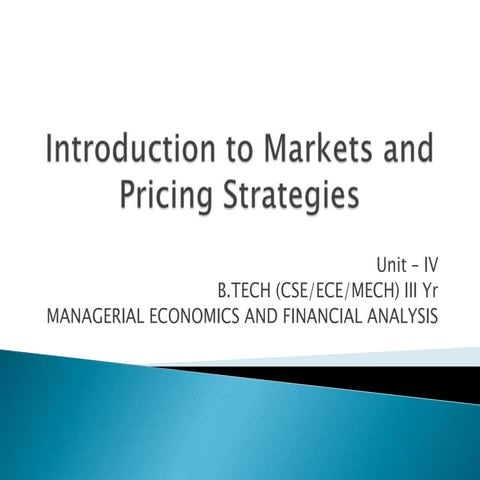 Introduction to markets and pricing strategies