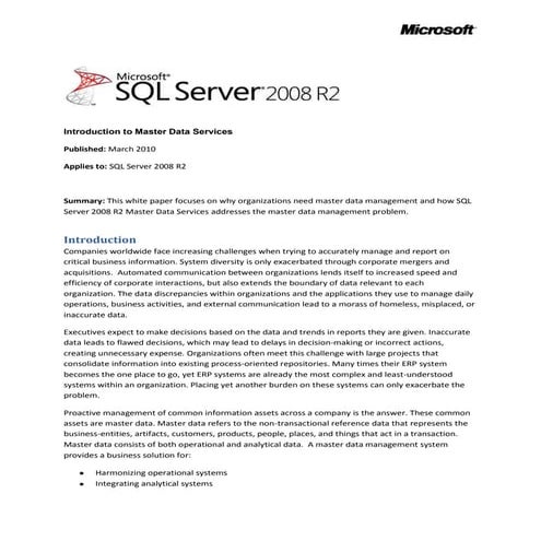 Introduction to master data services | PDF