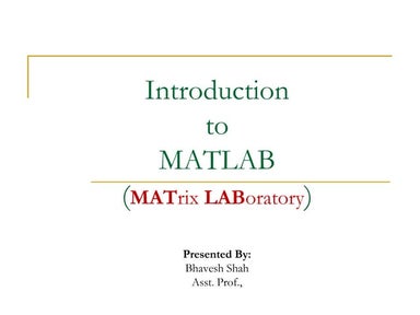Introduction to MATLAB