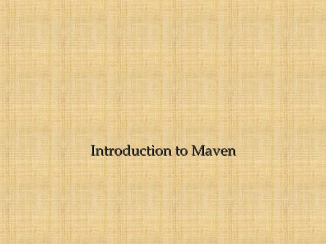 Introduction tomaven