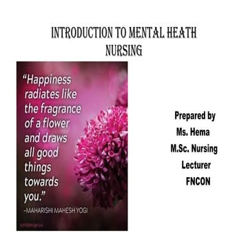 Introduction to mental heath nursing