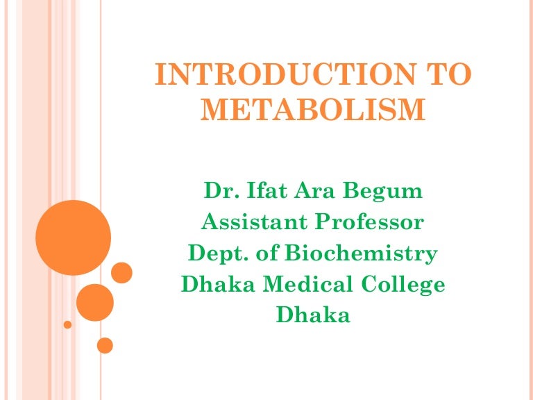 Introduction To Metabolism Introduction To Metabolism