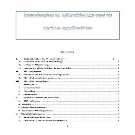 introduction to Microbiology and its various applications.pdf