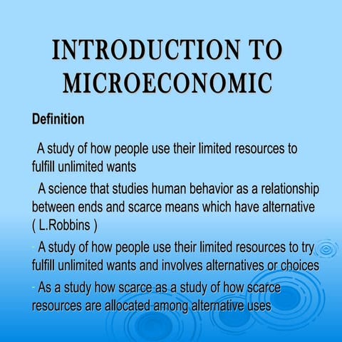 Introduction of microeconomic 