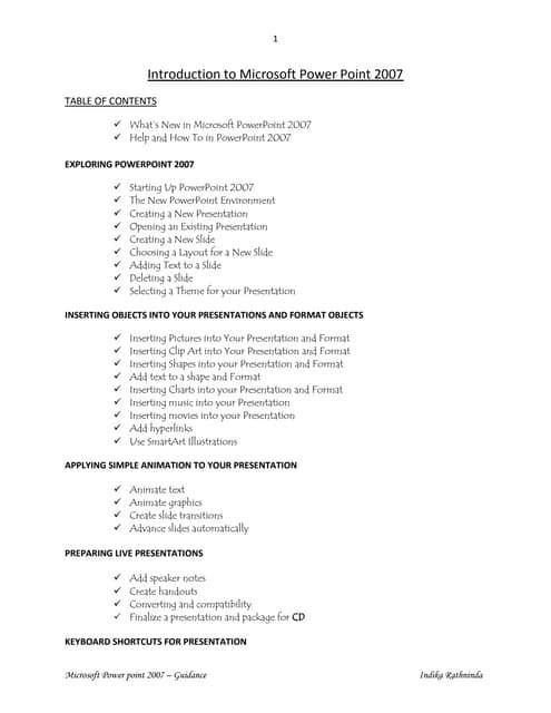 Introduction to microsoft power point 2007 