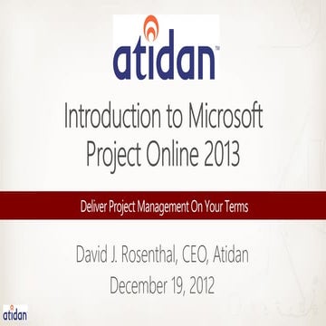 Introduction to Microsoft Project 2013 Online from Atidan