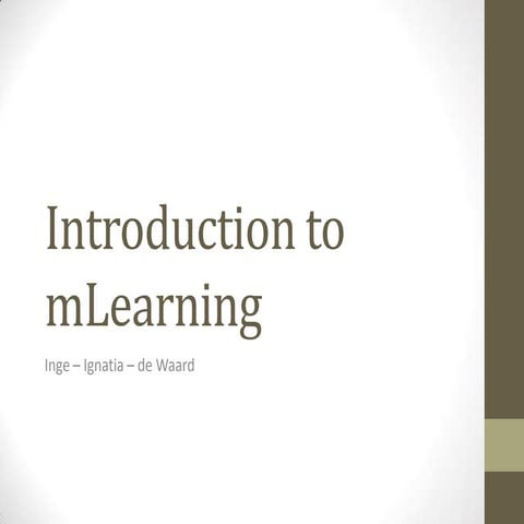 Introduction to mLearning for MobiMOOC