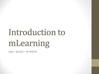 Introduction to mLearning for MobiMOOC