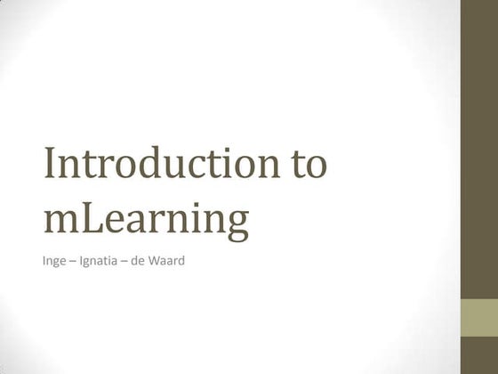 Introduction to mLearning for MobiMOOC