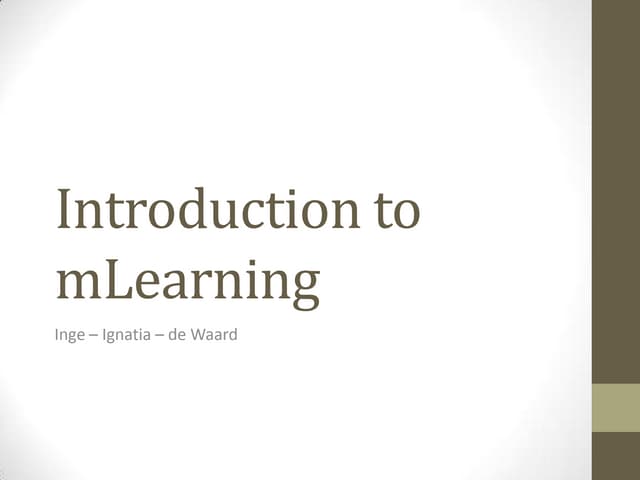 Introduction to mLearning for MobiMOOC