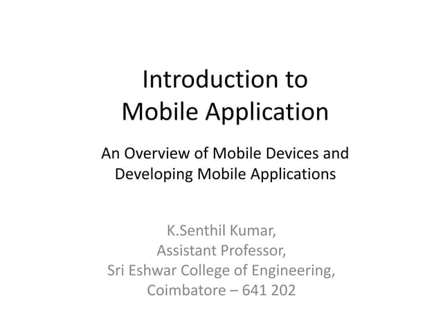Introduction to mobile application