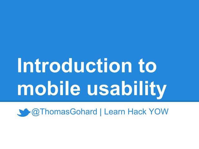 Introduction to mobile usability