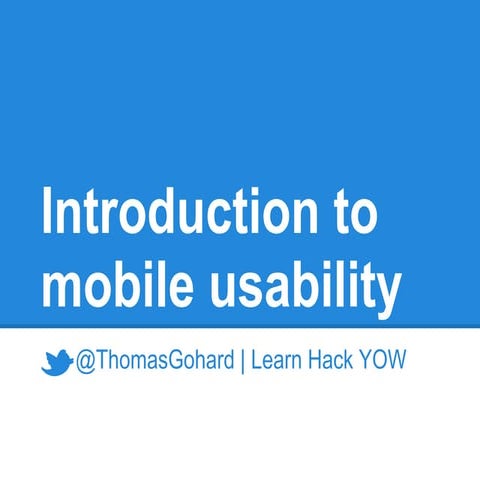 Introduction to mobile usability
