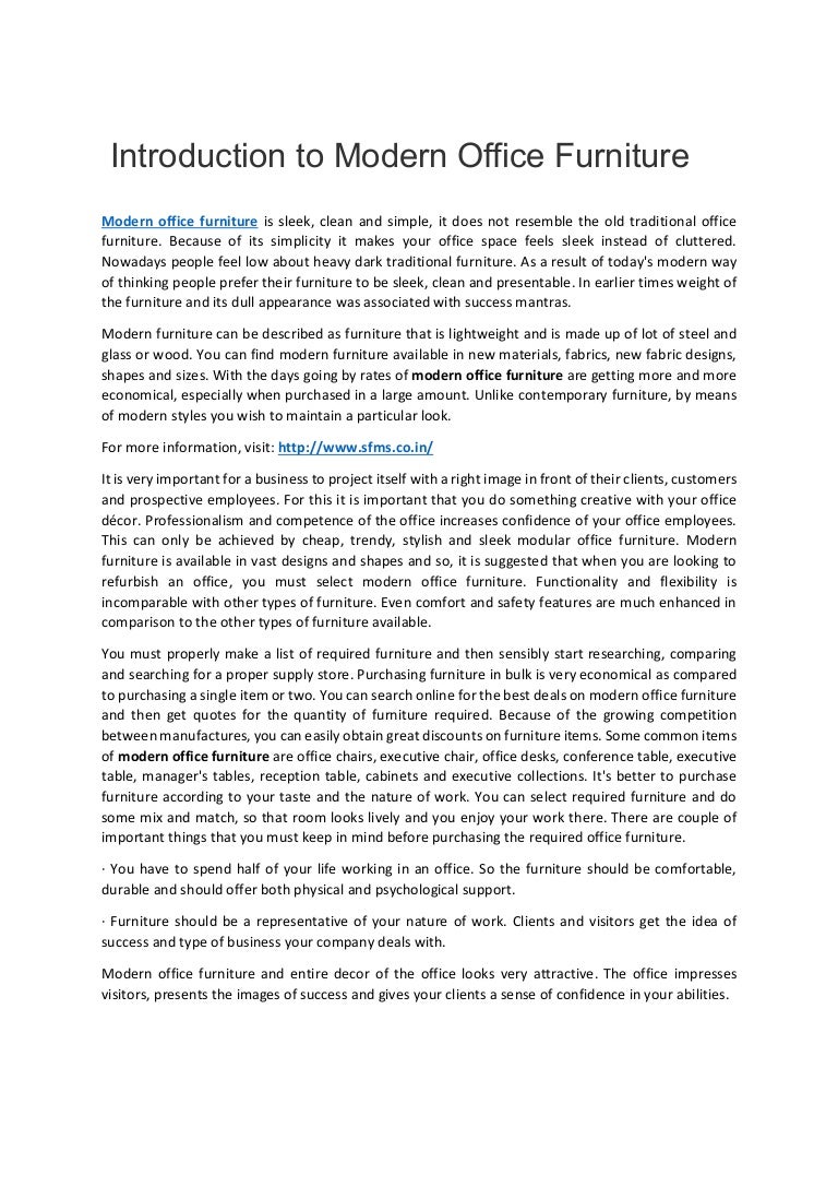 Introduction to modern office furniture