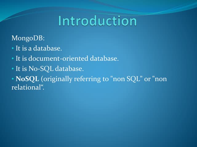 Introduction to MongoDB and CRUD operations