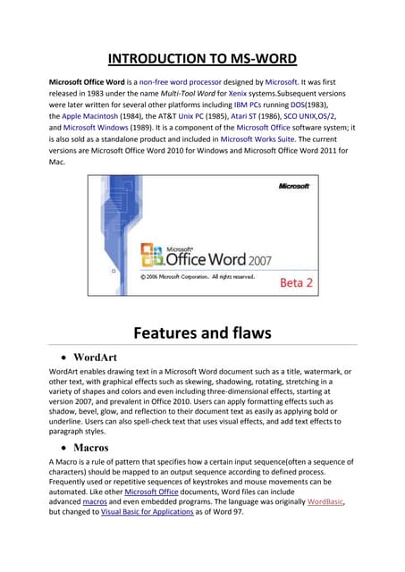 MS-WORD | DOCX | Operating Systems | Computer Software and Applications