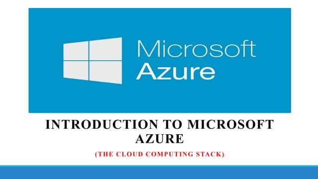 Introduction to Microsoft Azure 101