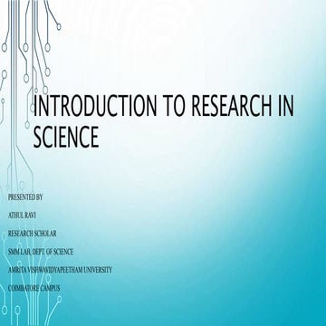 Introduction to Research In Science 