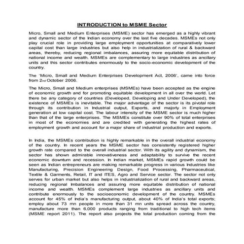 Introduction to msme sector