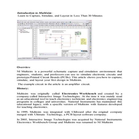 Introduction To Multisim By Diar Ismail Docx