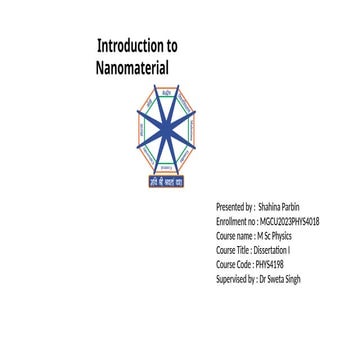 Introduction to nanomaterial ,structure and various types of nanostructure ,d...