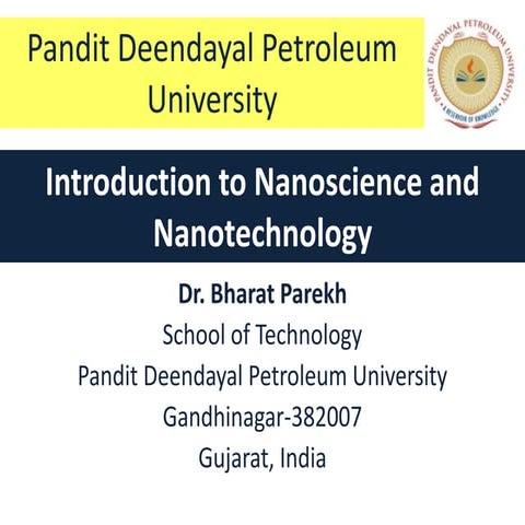 Introduction to nanoscience and nanotechnology