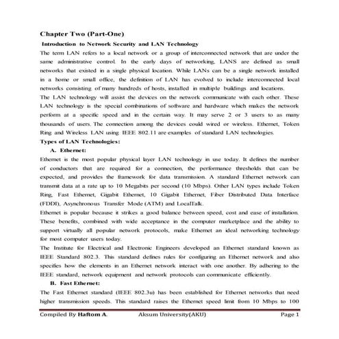 Introduction to network security and lan technology