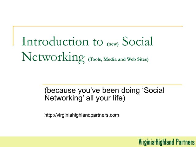 Introduction To (New) Social Networking (Tools, Media And Web Sites) (Tin180 ...