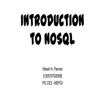 Introduction to NOSQL