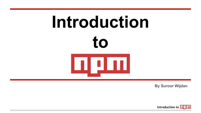 Introduction to NPM and building CLI Tools with Node.js