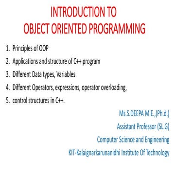 INTRODUCTION TO OBJECT ORIENTED PROGRAMMING.pptx | Programming ...
