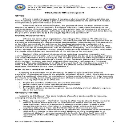 Introduction to office management