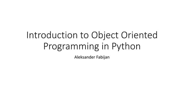 Introduction to OOP in Python | PPT