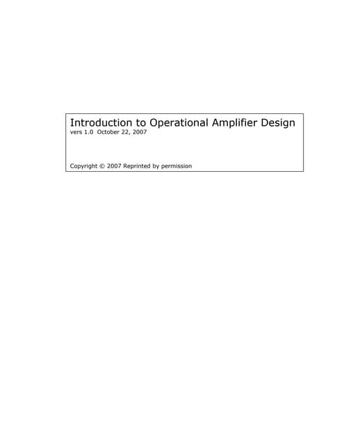 Introduction to operational amplifier designn Circuit Diagram