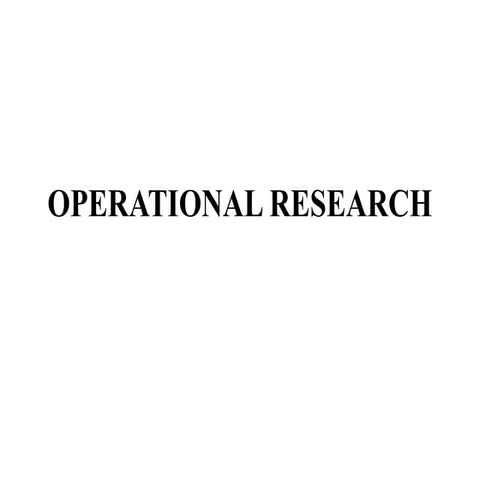 Introduction to Operation Research and Production Management