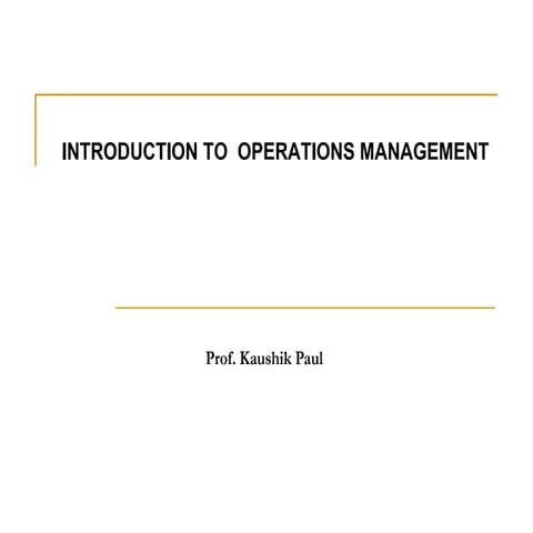 Introduction to operations management fms