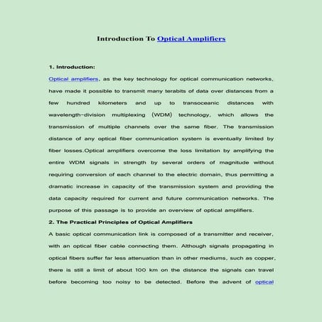 Introduction to optical amplifiers
