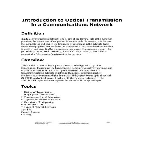 Introduction to optic fibre
