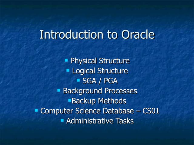 Introduction to oracle
